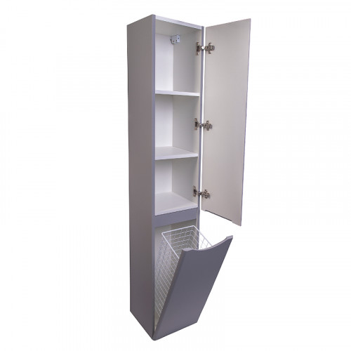 Шкаф пенал Style Line Бергамо 30 R СС-00002330 с бельевой корзиной Серый антискрейтч МДФ / ЛДСП
