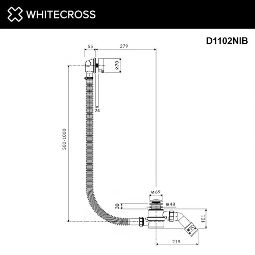 Слив-перелив Whitecross Fill D1102NIB click-clack с наливом цвет Никель брашированный