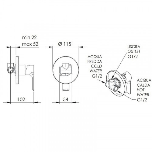 Смеситель для душа Remer Energy EY30 Хром латунь встраиваемый