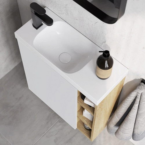 Корпус тумбы под раковину Aqwella Alba 60 L ALB0106LDD подвесной Дуб Давос МДФ / ЛДСП