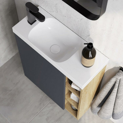 Корпус тумбы под раковину Aqwella Alba 60 L ALB0106LDD подвесной Дуб Давос МДФ / ЛДСП