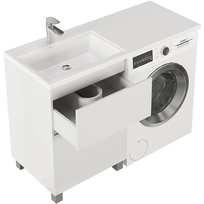 Тумба с раковиной Creto Cafor 110 L 19-W110L Белый глянец МДФ / ЛДСП