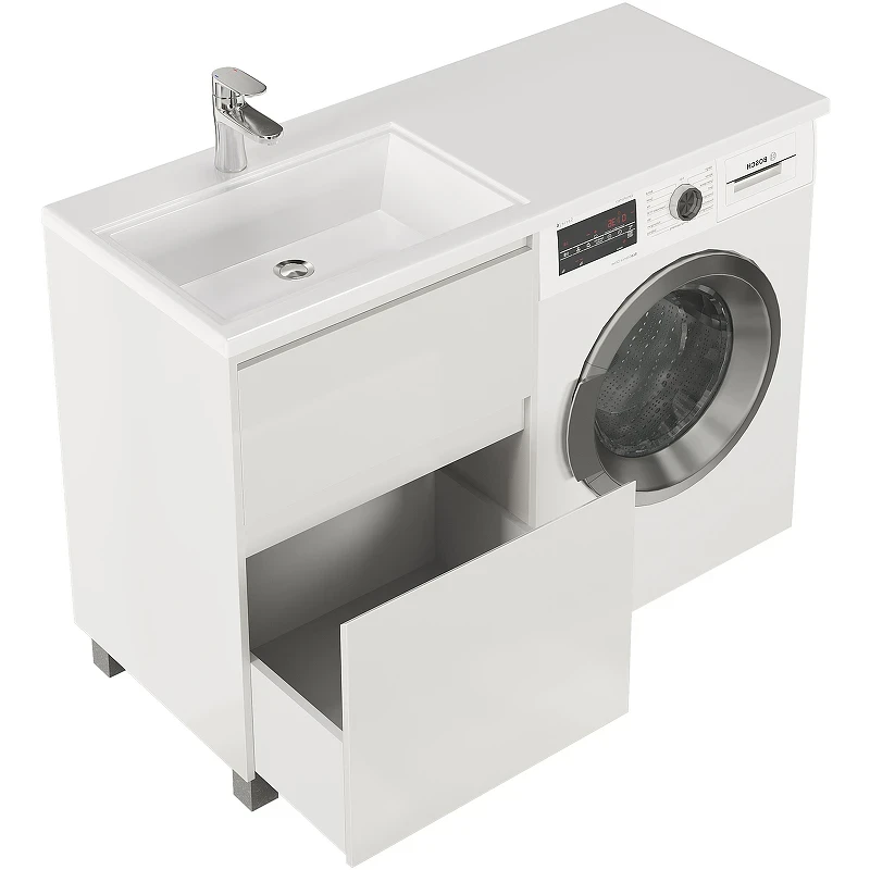 Тумба с раковиной Creto Cafor 110 L 19-W110L Белый глянец МДФ / ЛДСП
