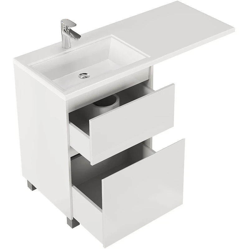 Тумба с раковиной Creto Cafor 110 L 19-W110L Белый глянец МДФ / ЛДСП