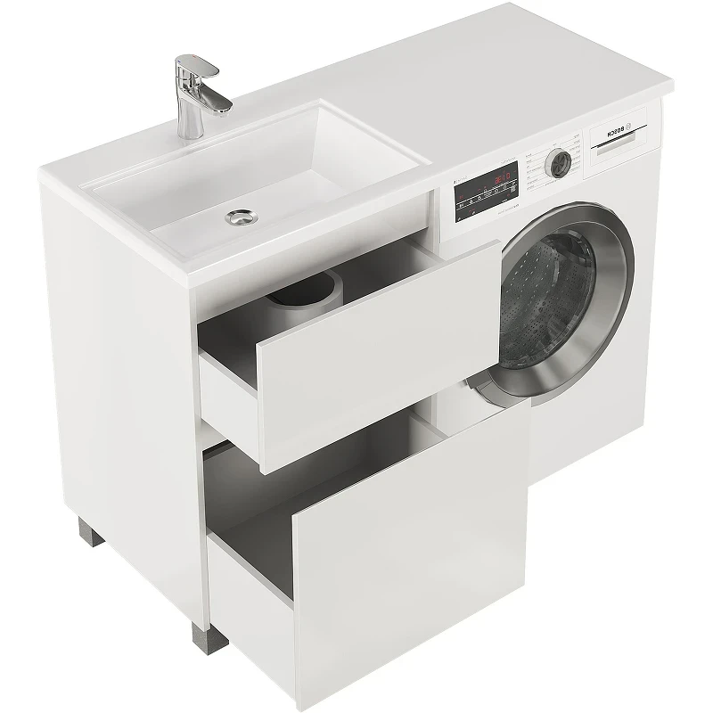 Тумба с раковиной Creto Cafor 110 L 19-W110L Белый глянец МДФ / ЛДСП
