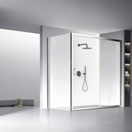 Душевая стенка Veconi Rovigo KP-13 100 KP13-100-01-C5 профиль Хром стекло прозрачное