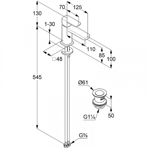 Смеситель для раковины Kludi Renon 42266N075 Золото брашированное