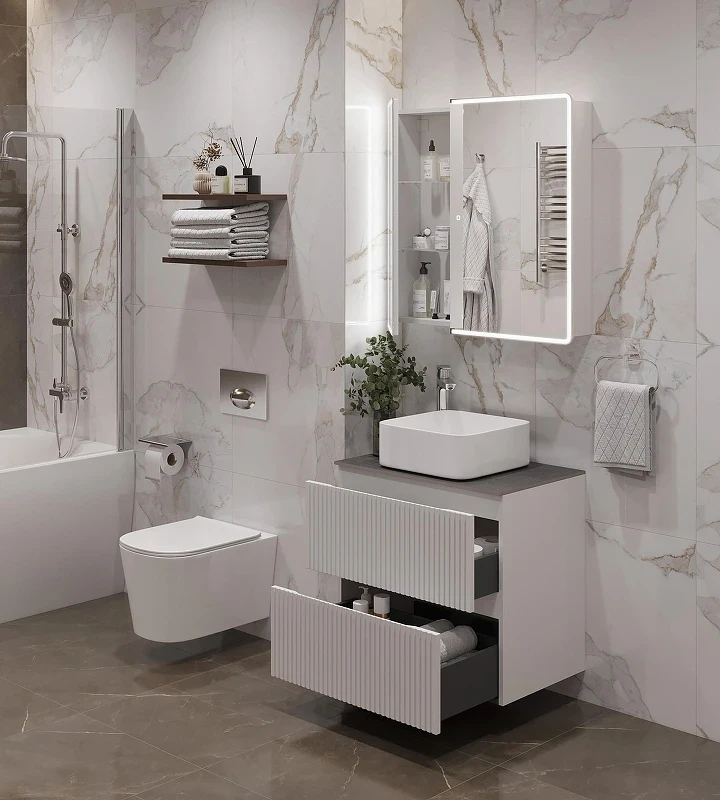 Столешница под раковину Aquanet Flat 70 345764 цвет Графит
