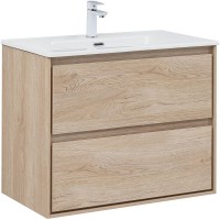 Тумба под раковину Aquanet Милан 80 336384 подвесная Дуб светлый МДФ / ЛДСП