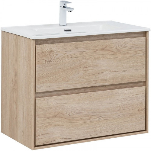 Тумба под раковину Aquanet Милан 80 336384 подвесная Дуб светлый МДФ / ЛДСП