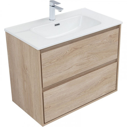 Тумба под раковину Aquanet Милан 80 336384 подвесная Дуб светлый МДФ / ЛДСП