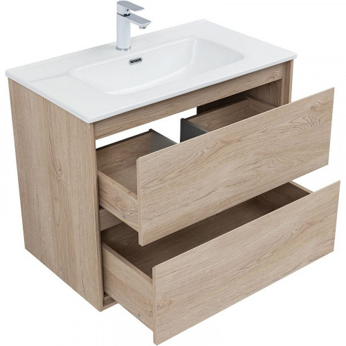 Тумба под раковину Aquanet Милан 80 336384 подвесная Дуб светлый МДФ / ЛДСП
