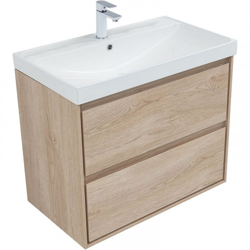Тумба под раковину Aquanet Милан 80 336384 подвесная Дуб светлый МДФ / ЛДСП