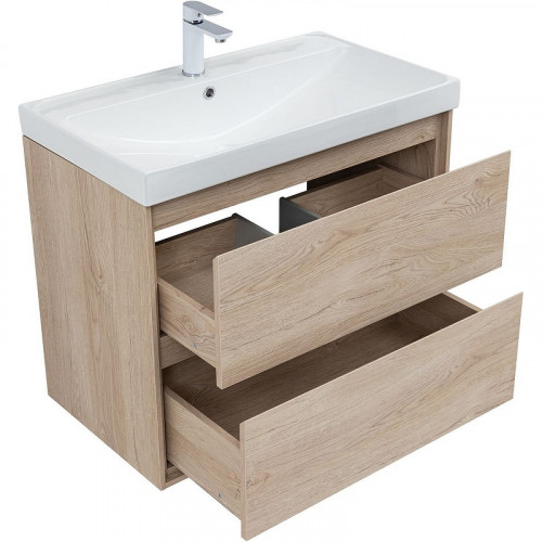 Тумба под раковину Aquanet Милан 80 336384 подвесная Дуб светлый МДФ / ЛДСП