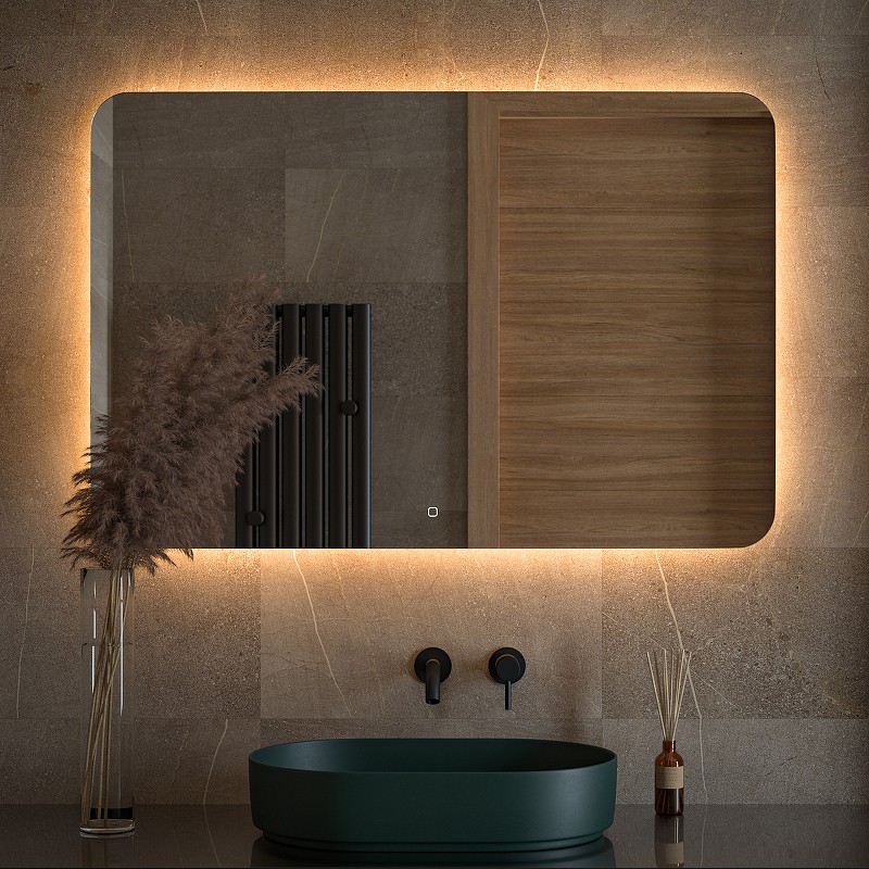 Зеркало Defesto Opti 120x80 DF 2820SH с подсветкой 38W-3000К/Сенсорный выключатель/Теплый белый свет