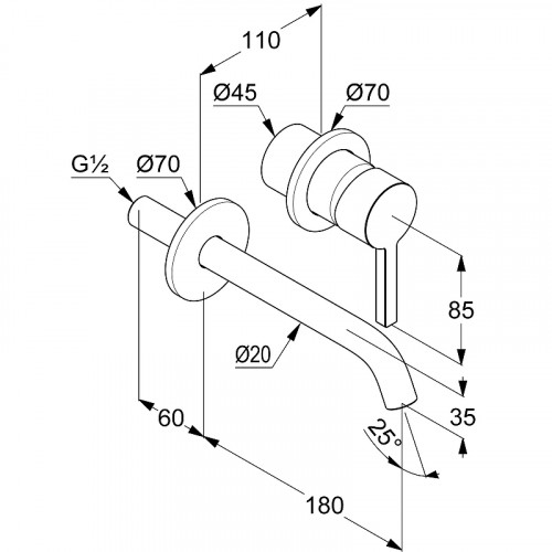 Смеситель для раковины Kludi Nova Fonte Pura 202440515 Хром латунь встраиваемый
