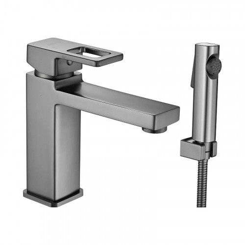 Смеситель для раковины Shevanik S8271T с гигиеническим душем цвет Оружейная сталь