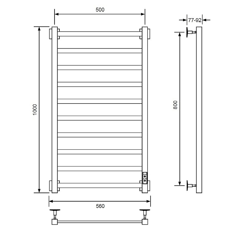 Электрический полотенцесушитель Comfysan Roma-K EC-10 100x50 016654 Хром