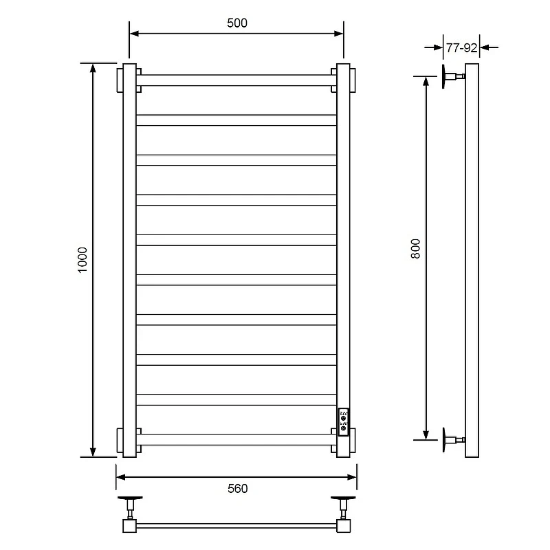 Электрический полотенцесушитель Comfysan Roma-K EC-10 100x50 016654 Хром