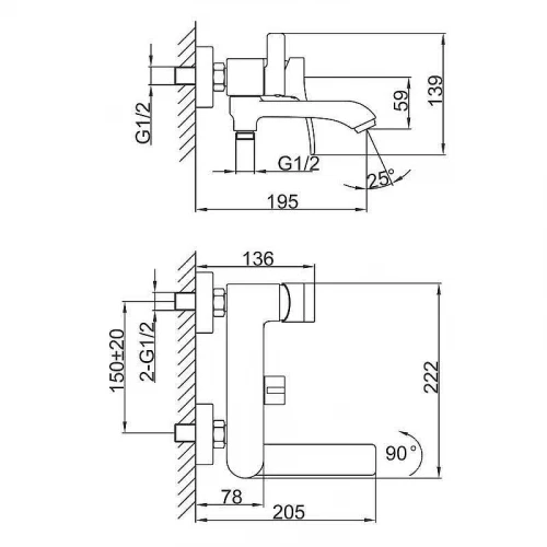 Смеситель для ванны Frap F3275-19 цвет Графит