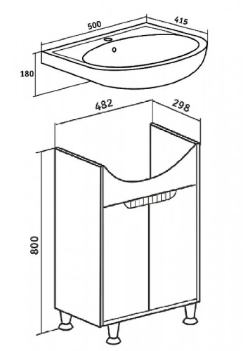 Тумба под раковину Runo Эко 50 00000001142 Белая Лиственница МДФ / ЛДСП
