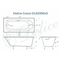 Чугунная ванна Delice Grace 170x70 DLR230643 без отверстий под ручки и антискользящего покрытия