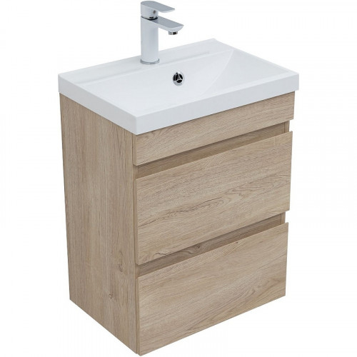 Тумба под раковину Aquanet Нота New 50 334196 подвесная Дуб светлый МДФ / ЛДСП