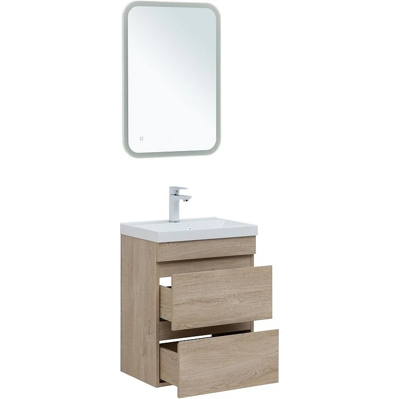 Тумба под раковину Aquanet Нота New 50 334196 подвесная Дуб светлый МДФ / ЛДСП