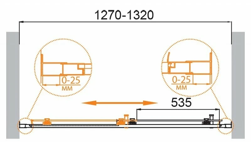 Душевая дверь Cezares Molveno 130 MOLVENO-BF-1-130-C-Cr-IV профиль Хром стекло прозрачное