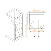 Душевая дверь RGW Hotel HO-014-B 90 350601409-14 профиль Черный стекло прозрачное