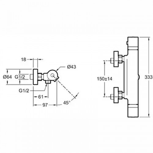 Смеситель для ванны Jacob Delafon Edgar E29847-CP с термостатом цвет Хром