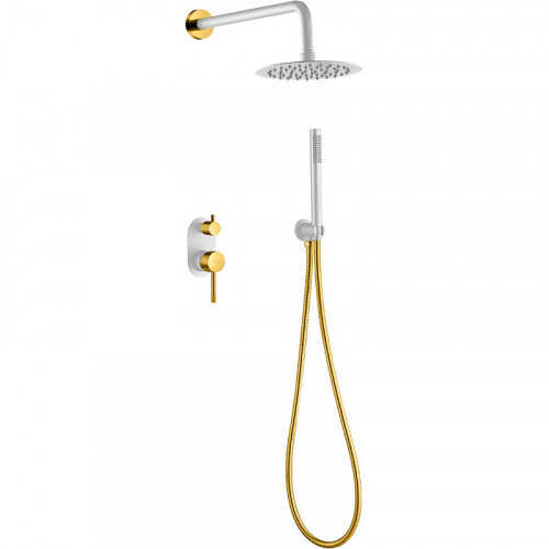 Душевая система Boheme Uno 464-WG Белая матовая Золото латунь встраиваемый