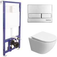 Комплект унитаза BelBagno Uno-Tor BB5177CH-TOR/SC с инсталляцией Berges Novum L3 040213 с сиденьем Микролифт и клавишей смыва Хром фаянс подвесной