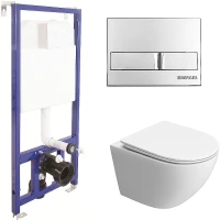 Комплект унитаза BelBagno Uno-Tor BB5177CH-TOR/SC с инсталляцией Berges Novum L3 040213 с сиденьем Микролифт и клавишей смыва Хром фаянс подвесной