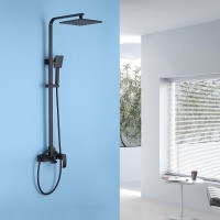 Душевая система Abber Wasserfall AF8616B Черная матовая латунь на стену