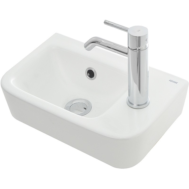 Раковина AQUAme 38 R AQM5006R Белая глянцевая фаянс накладная