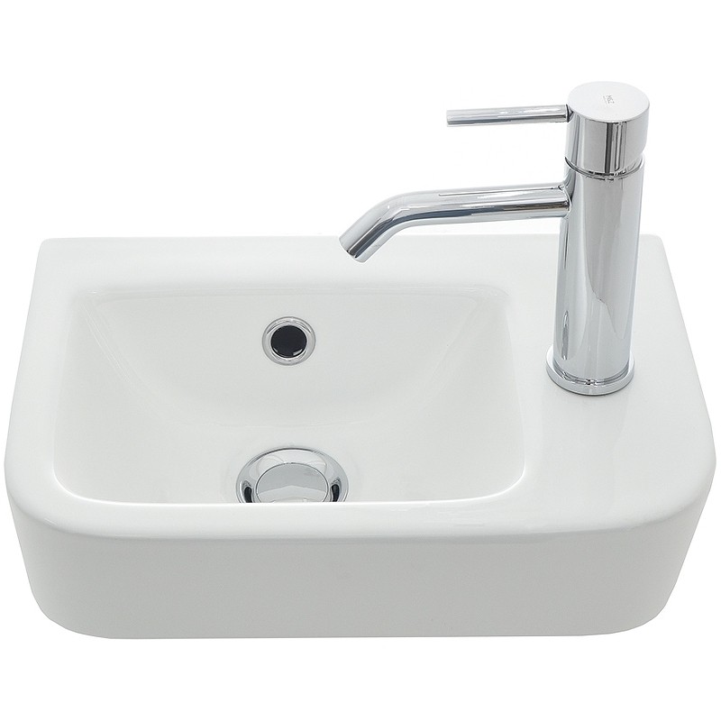 Раковина AQUAme 38 R AQM5006R Белая глянцевая фаянс накладная