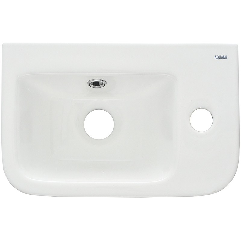Раковина AQUAme 38 R AQM5006R Белая глянцевая фаянс накладная