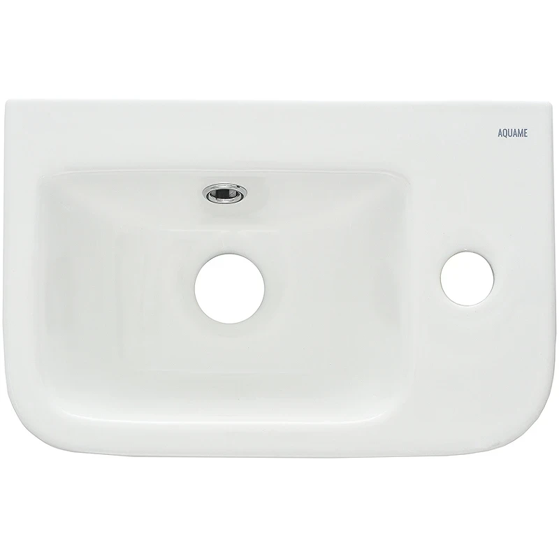 Раковина AQUAme 38 R AQM5006R Белая глянцевая фаянс накладная