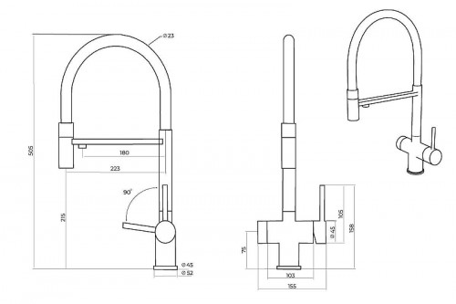 Смеситель для кухни Emar PVD ЕС - 7024 Matt Gold цвет Светлое Золото