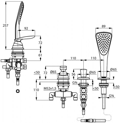 Смеситель на борт ванны Kludi Balance 524480575 Хром латунь