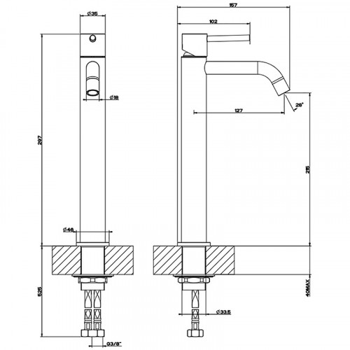 Смеситель для раковины Gessi Emporio Via tortona 18604#299 Черный матовый
