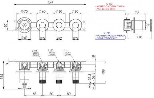 Смеситель для душа Remer Chrono CH98D3PBG цвет Золото брашированное