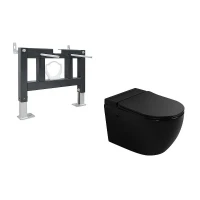 Комплект унитаза с инсталляцией Abber Bequem AC1108PMB-AC0101P цвет Черный матовый с сиденьем Микролифт