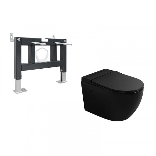 Комплект унитаза с инсталляцией Abber Bequem AC1108PMB-AC0101P цвет Черный матовый с сиденьем Микролифт