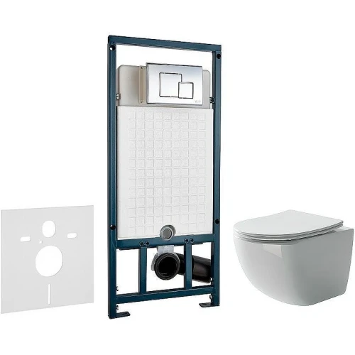 Унитаз с инсталляцией Ceramicanova Forma CN3009 + WeltWasser WW Marberg 507 10000005949+10000005953 с сиденьем Микролифт с клавишей смыва Хром глянцевый