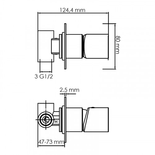 Смеситель для душа WasserKRAFT Elbe 7452 Черный латунь встраиваемый