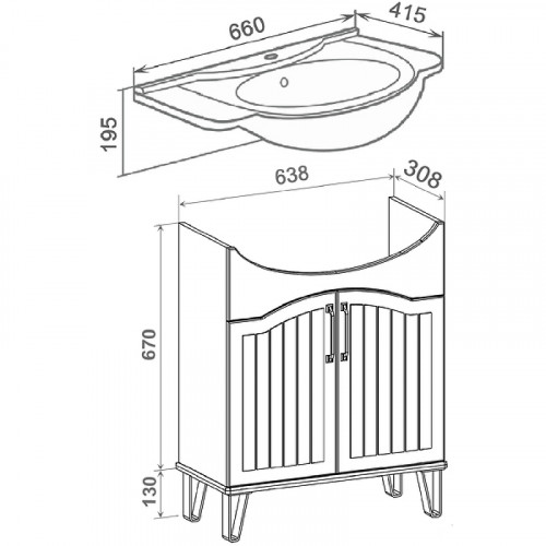 Тумба под раковину Runo Марсель 65 00-00001200 Белая МДФ / ЛДСП