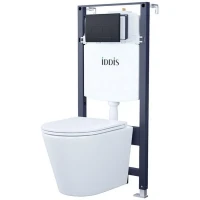 Унитаз с инсталляцией Iddis Basic BASC020i73 с сиденьем Микролифт и Черной матовой клавишей смыва