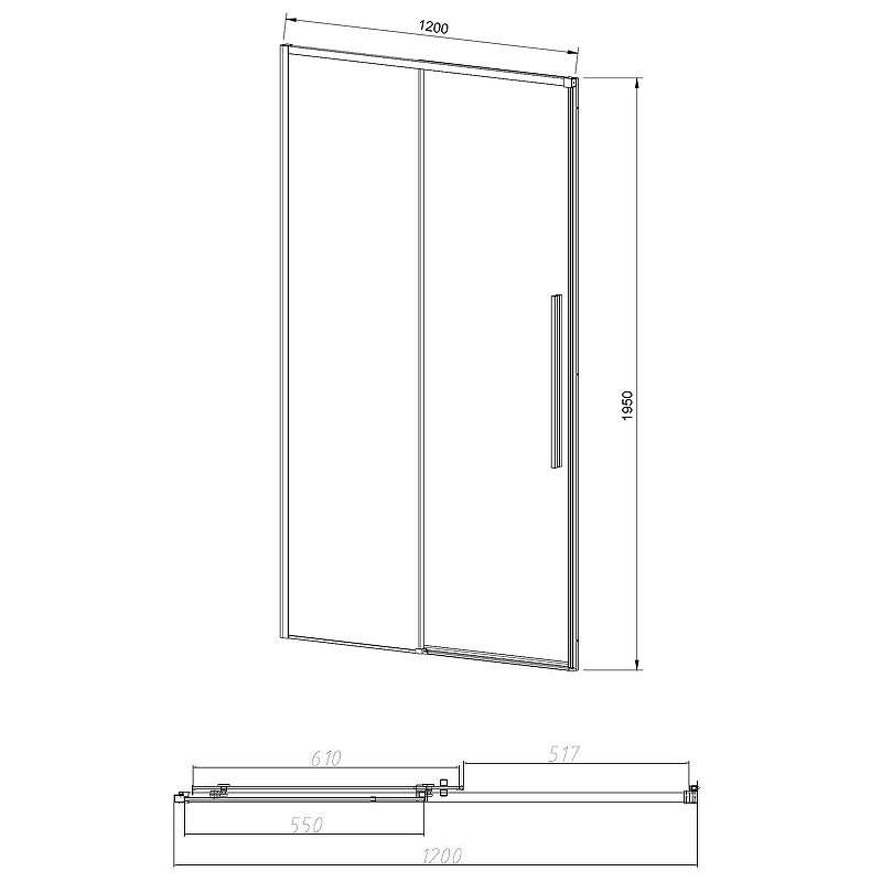 Душевая дверь Vincea Slim-N 120 VDS-4SN120CLG профиль Брашированное золото стекло прозрачное